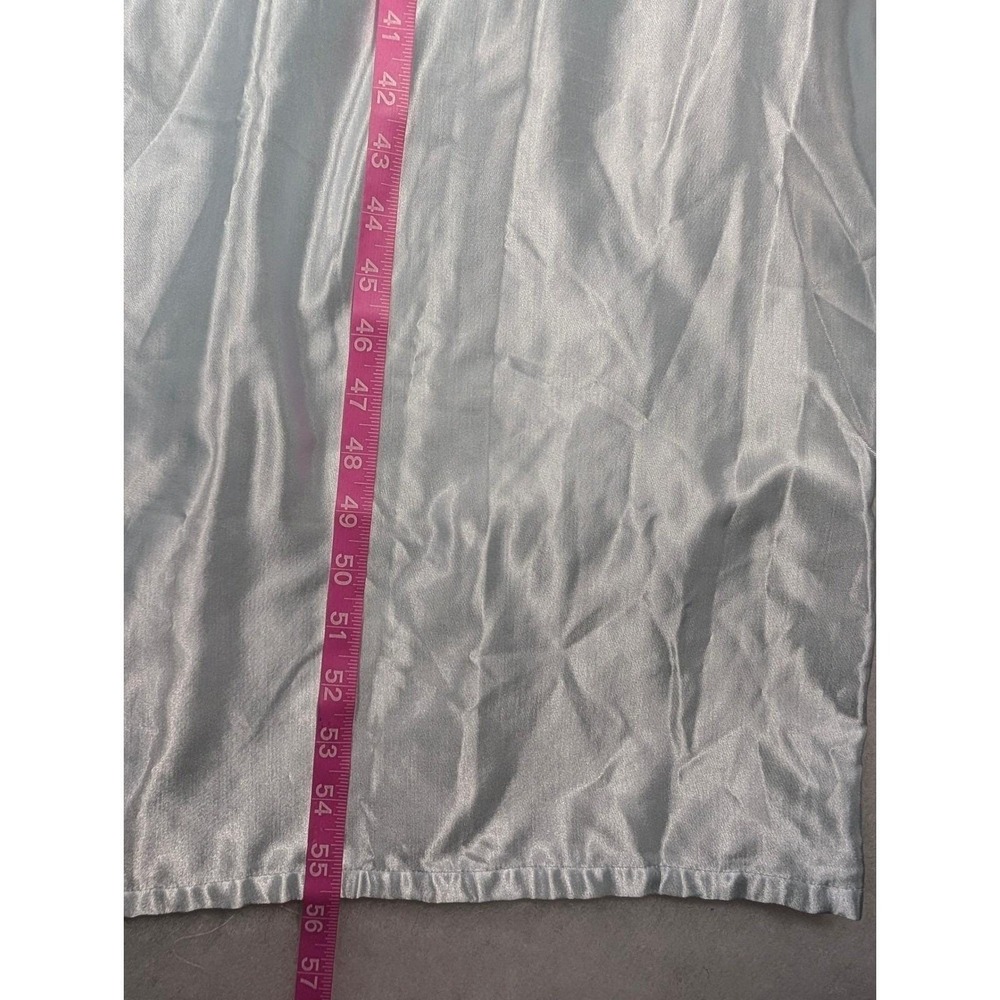 Komar Lg Med Icy Blue Long Sleeve Lace Trim Nightgown Gown Liquid Satin‎ - Picture 8 of 9